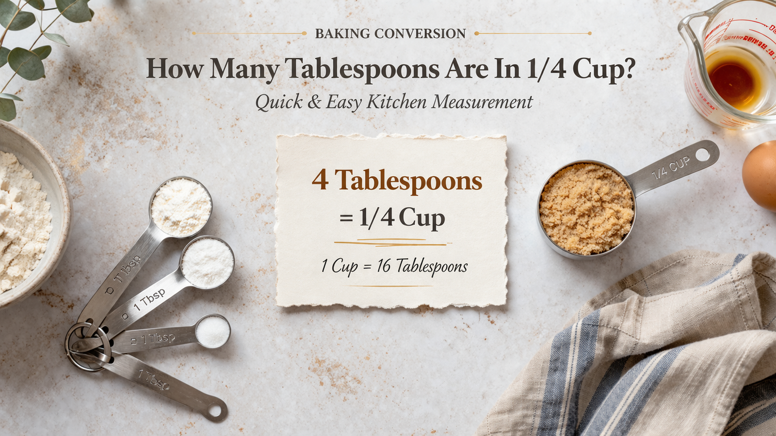 how many tablespoons are in 1/4 cup