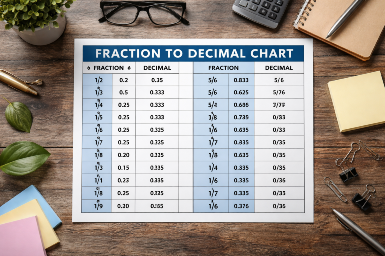 fraction to decimal chart